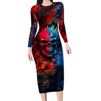 Be Careful Skull Long Sleeve Bodycon Dress - Wonder Print Shop