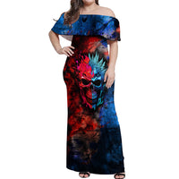 Be Careful Skull Off Shoulder Maxi Dress - Wonder Print Shop