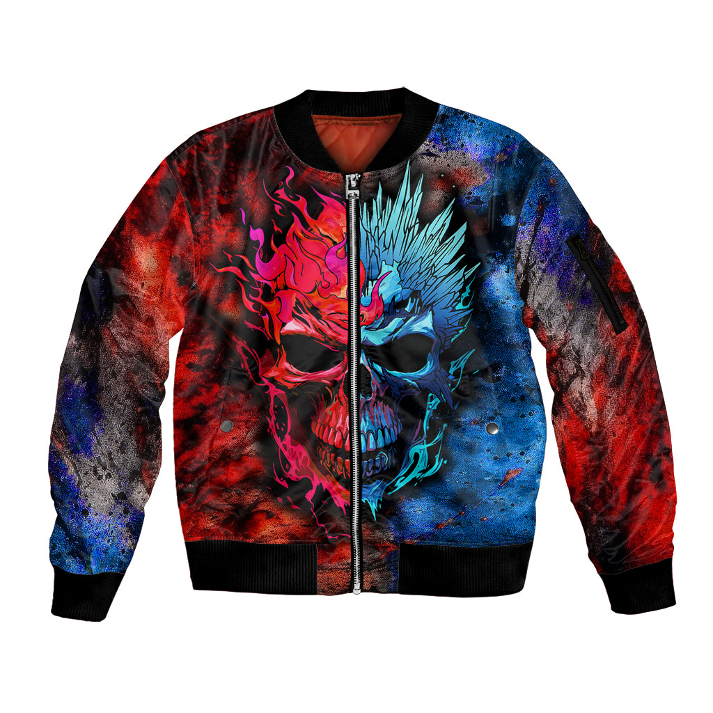 Be Careful Skull Sleeve Zip Bomber Jacket - Wonder Print Shop