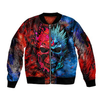 Be Careful Skull Sleeve Zip Bomber Jacket - Wonder Print Shop