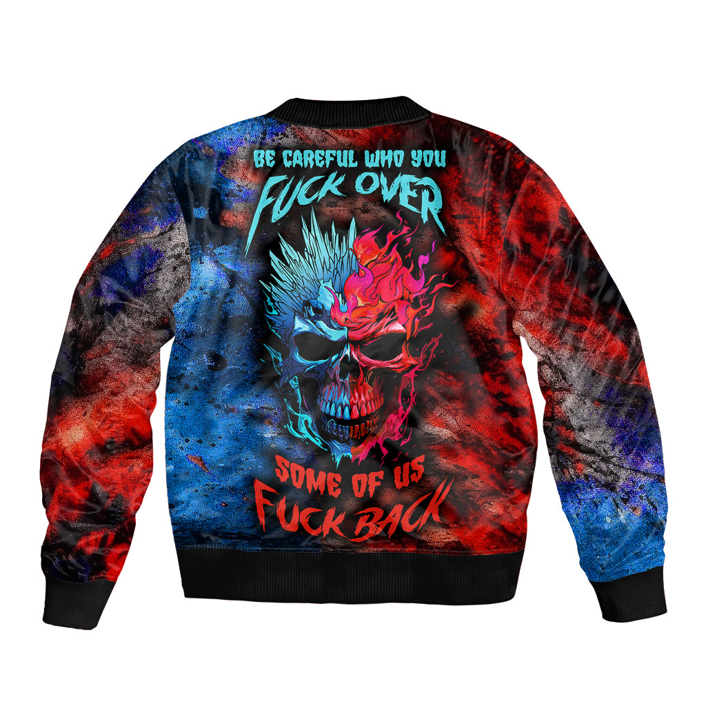 Be Careful Skull Sleeve Zip Bomber Jacket - Wonder Print Shop
