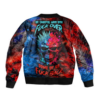 Be Careful Skull Sleeve Zip Bomber Jacket - Wonder Print Shop