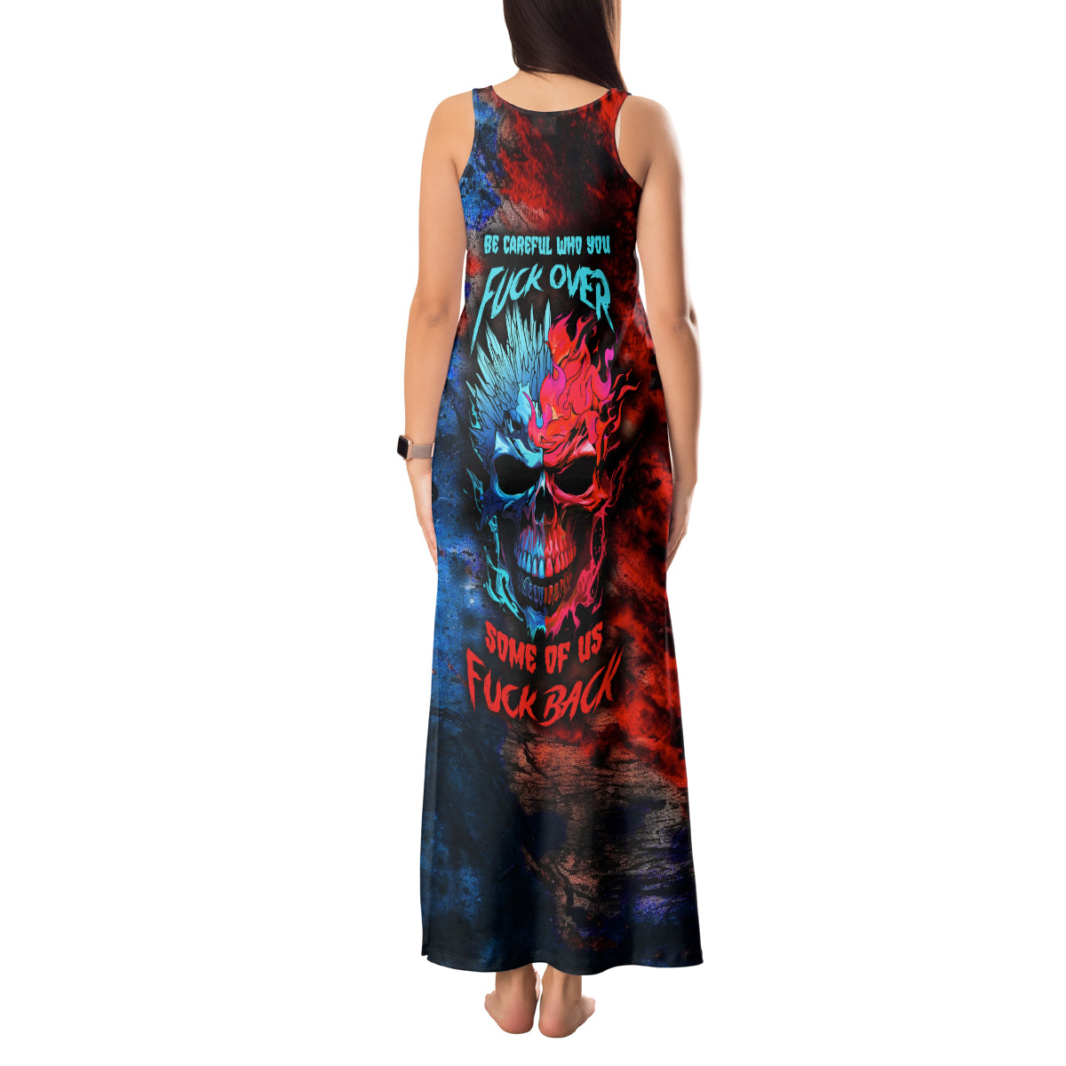 Be Careful Skull Tank Maxi Dress - Wonder Print Shop