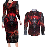 I Can Fix Stupid But It's Gonna Hurt Skull Couples Matching Long Sleeve Bodycon Dress and Long Sleeve Button Shirts - Wonder Print Shop