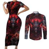 I Can Fix Stupid But It's Gonna Hurt Skull Couples Matching Short Sleeve Bodycon Dress and Long Sleeve Button Shirts - Wonder Print Shop