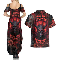 I Can Fix Stupid But It's Gonna Hurt Skull Couples Matching Summer Maxi Dress and Hawaiian Shirt - Wonder Print Shop