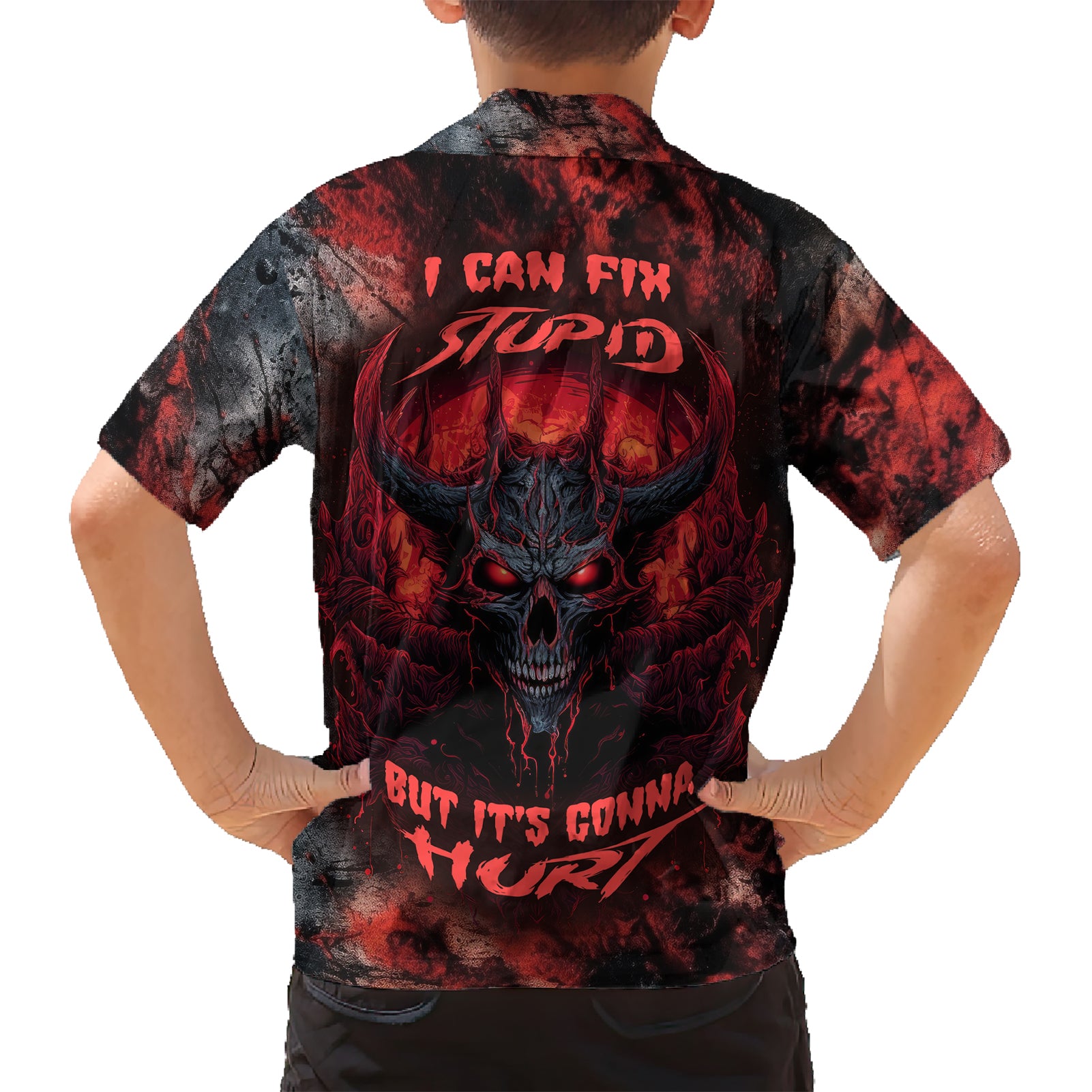 I Can Fix Stupid But It's Gonna Hurt Skull Kid Hawaiian Shirt - Wonder Print Shop