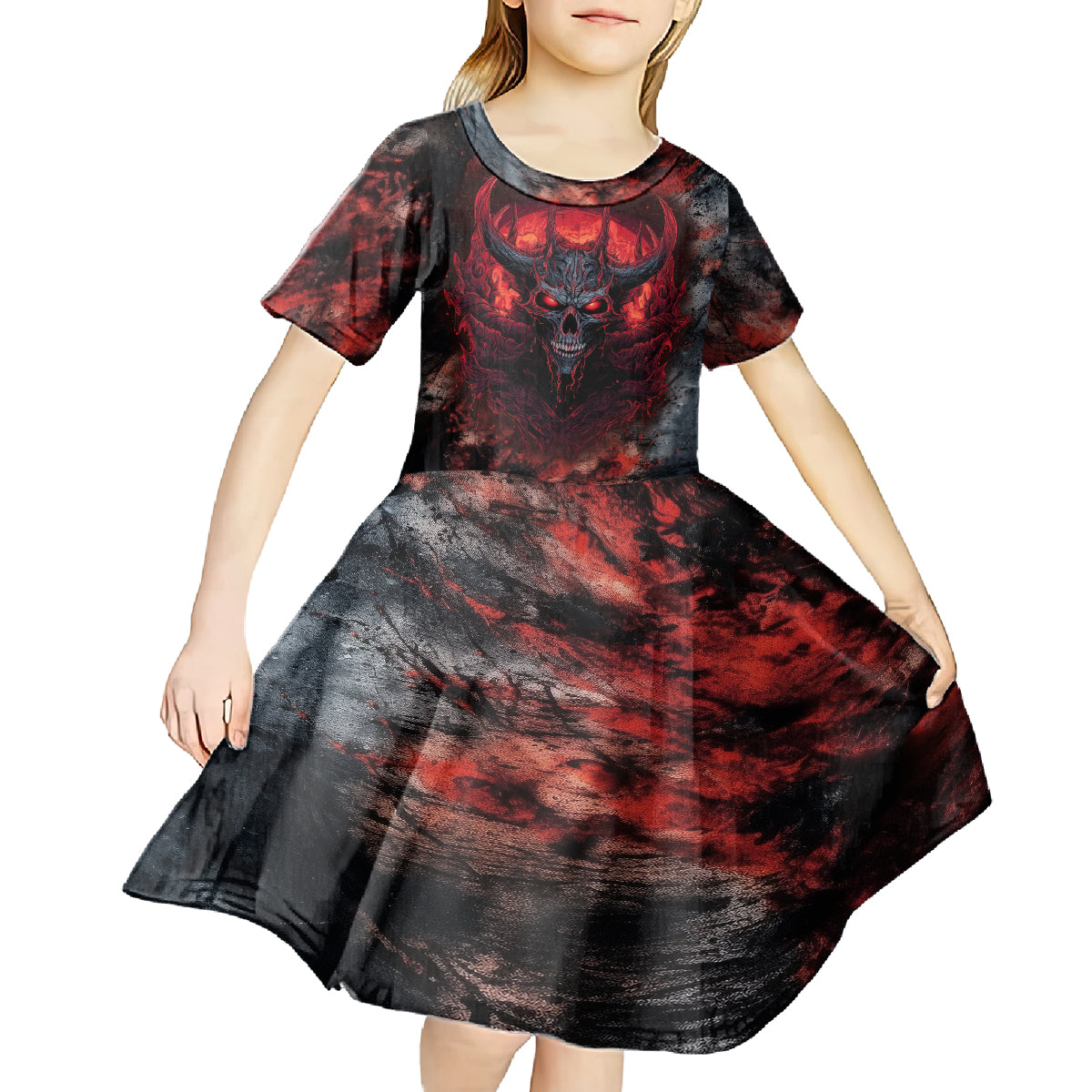 I Can Fix Stupid But It's Gonna Hurt Skull Kid Short Sleeve Dress - Wonder Print Shop