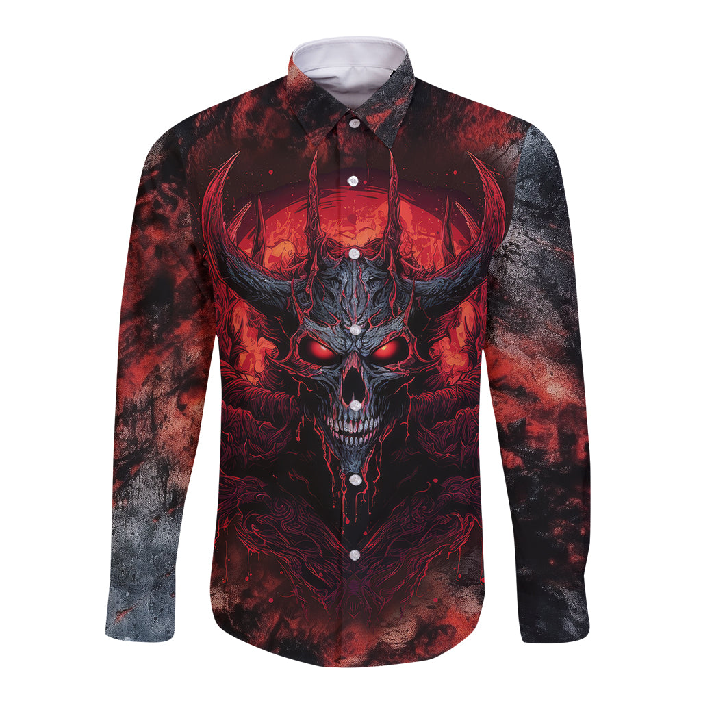 I Can Fix Stupid But It's Gonna Hurt Skull Long Sleeve Button Shirt - Wonder Print Shop