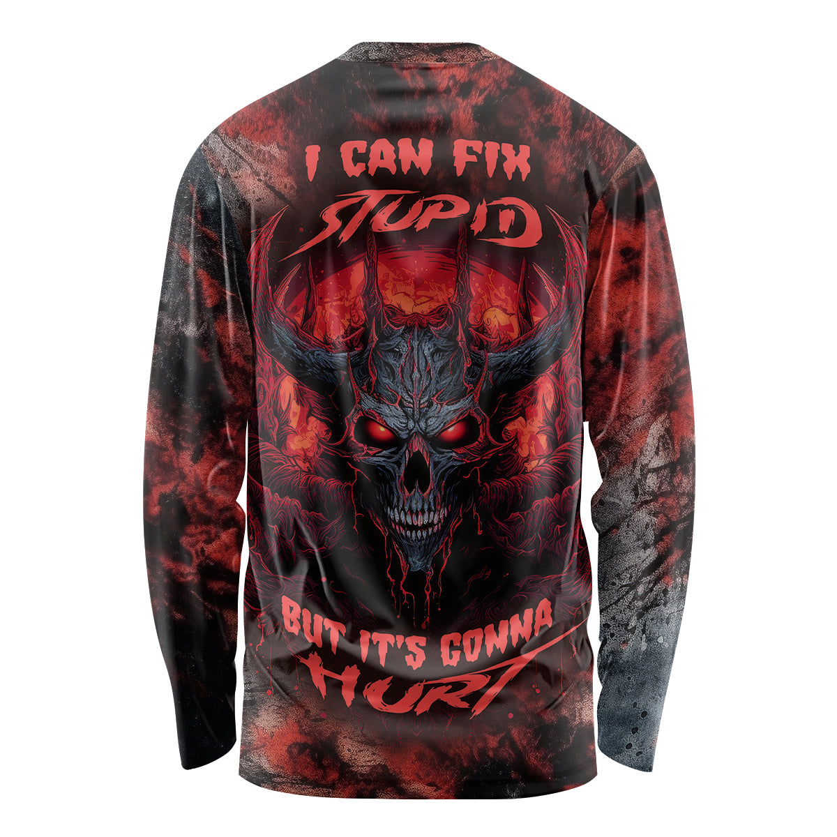 I Can Fix Stupid But It's Gonna Hurt Skull Long Sleeve Shirt - Wonder Print Shop