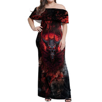 I Can Fix Stupid But It's Gonna Hurt Skull Off Shoulder Maxi Dress - Wonder Print Shop