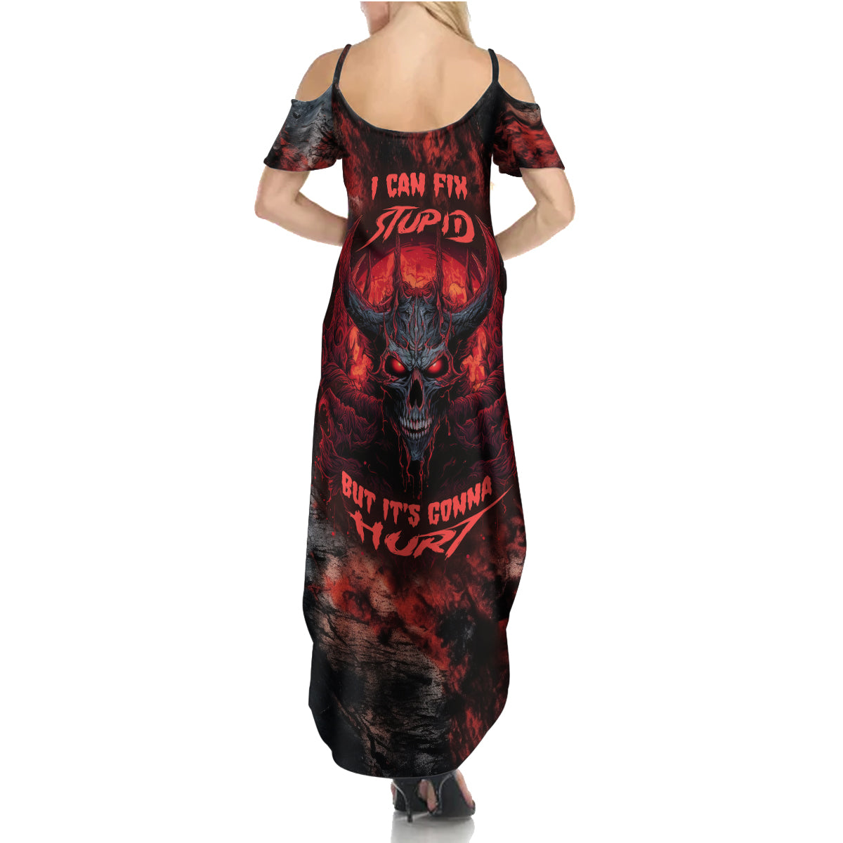 I Can Fix Stupid But It's Gonna Hurt Skull Summer Maxi Dress - Wonder Print Shop