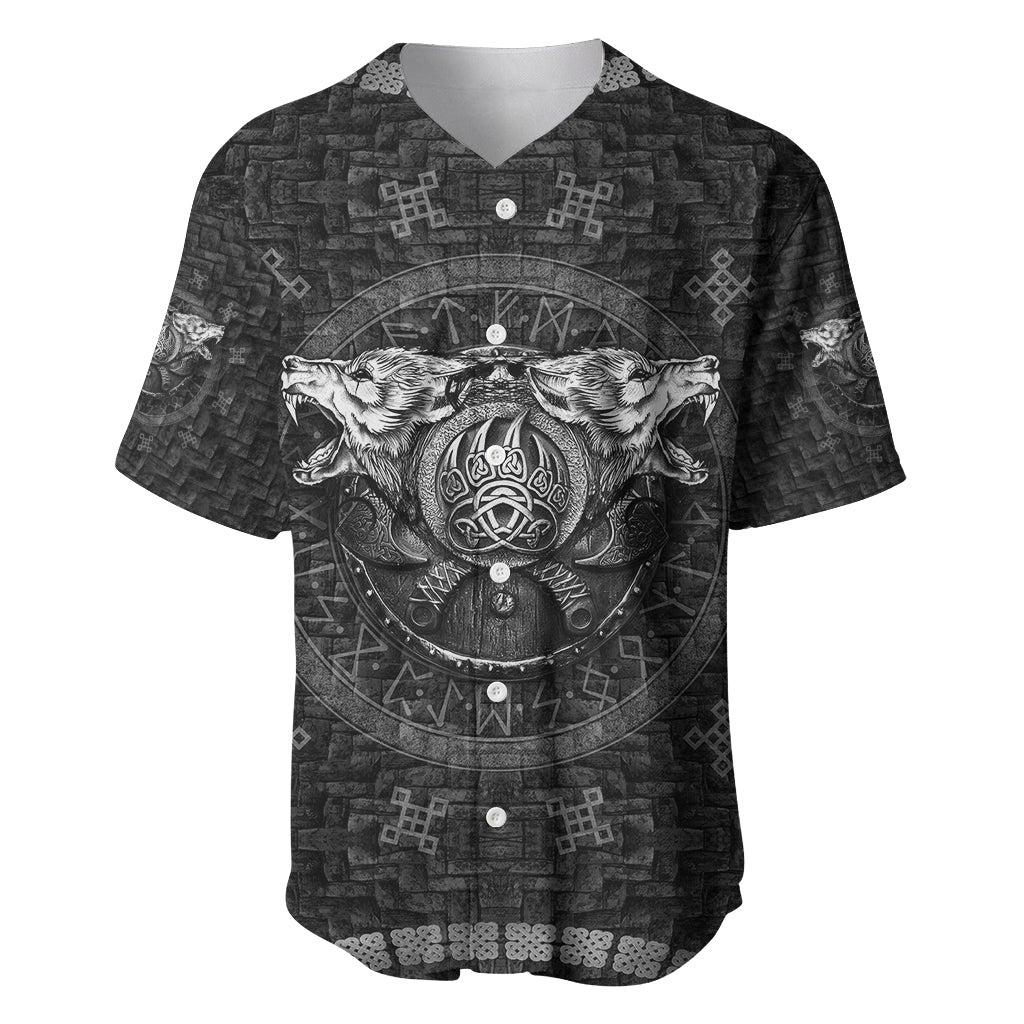 Viking Baseball Jersey Norse Wolf and Bearclaw Fusion - Wonder Print Shop