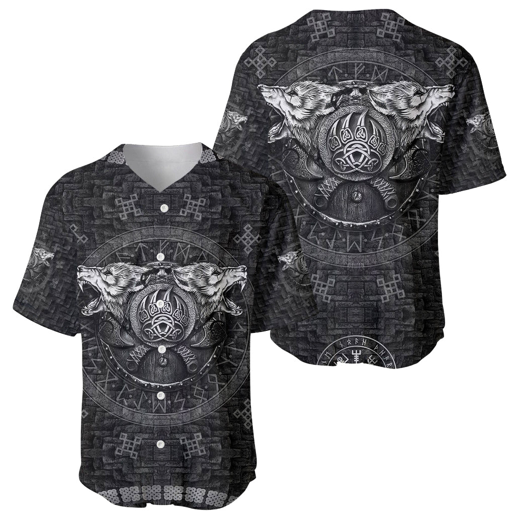 Viking Baseball Jersey Norse Wolf and Bearclaw Fusion - Wonder Print Shop