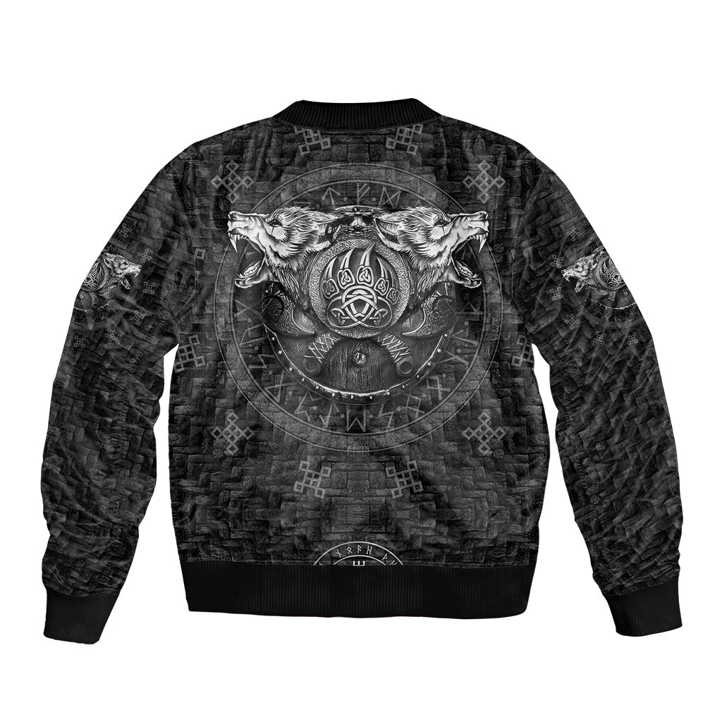 Viking Bomber Jacket Norse Wolf and Bearclaw Fusion - Wonder Print Shop