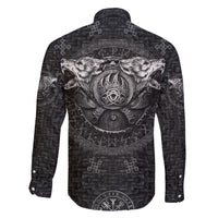 Viking Family Matching Long Sleeve Bodycon Dress and Hawaiian Shirt Norse Wolf and Bearclaw Fusion - Wonder Print Shop