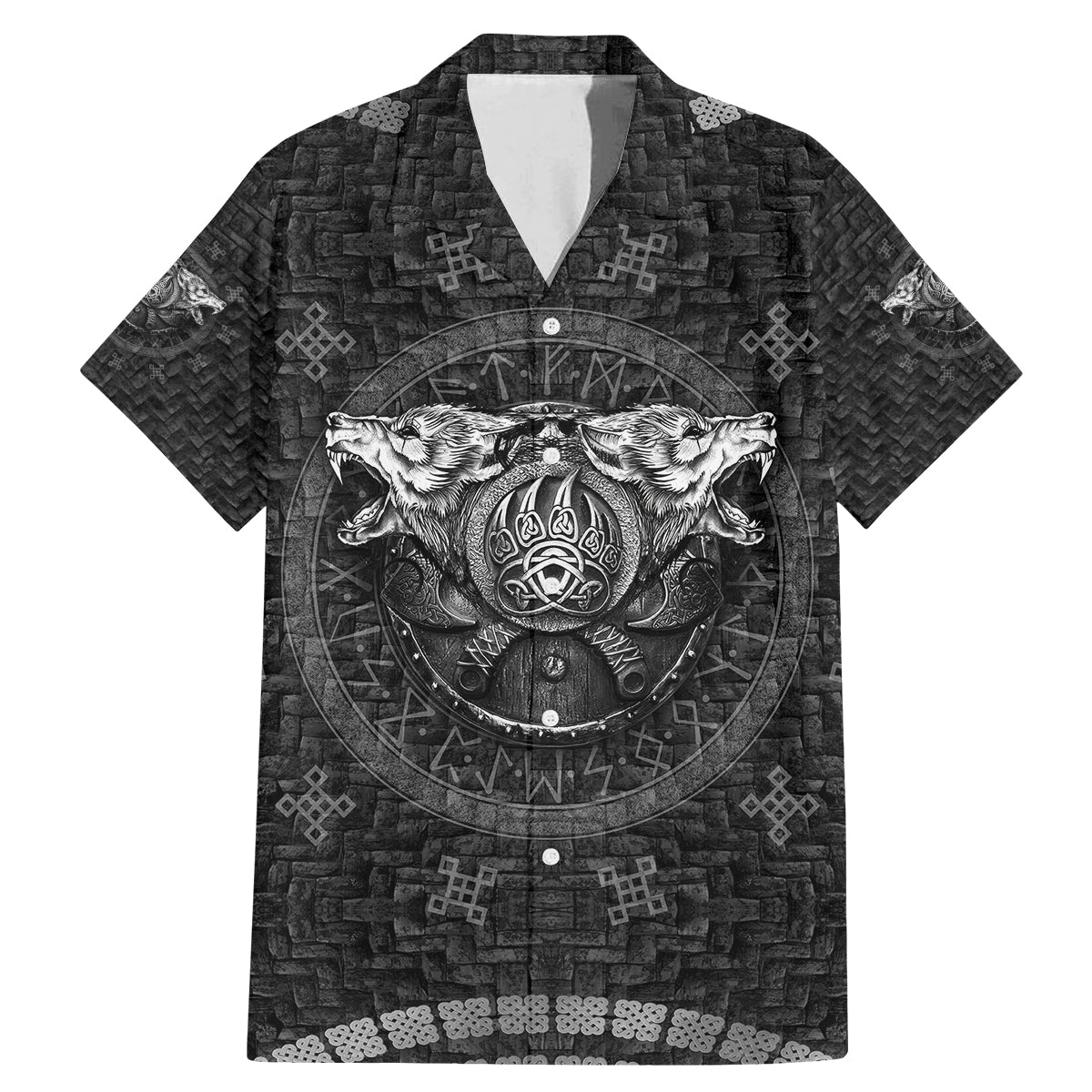 Viking Family Matching Mermaid Dress and Hawaiian Shirt Norse Wolf and Bearclaw Fusion - Wonder Print Shop