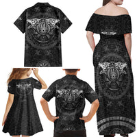Viking Family Matching Off Shoulder Maxi Dress and Hawaiian Shirt Norse Wolf and Bearclaw Fusion - Wonder Print Shop