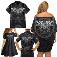 Viking Family Matching Off Shoulder Short Dress and Hawaiian Shirt Norse Wolf and Bearclaw Fusion - Wonder Print Shop