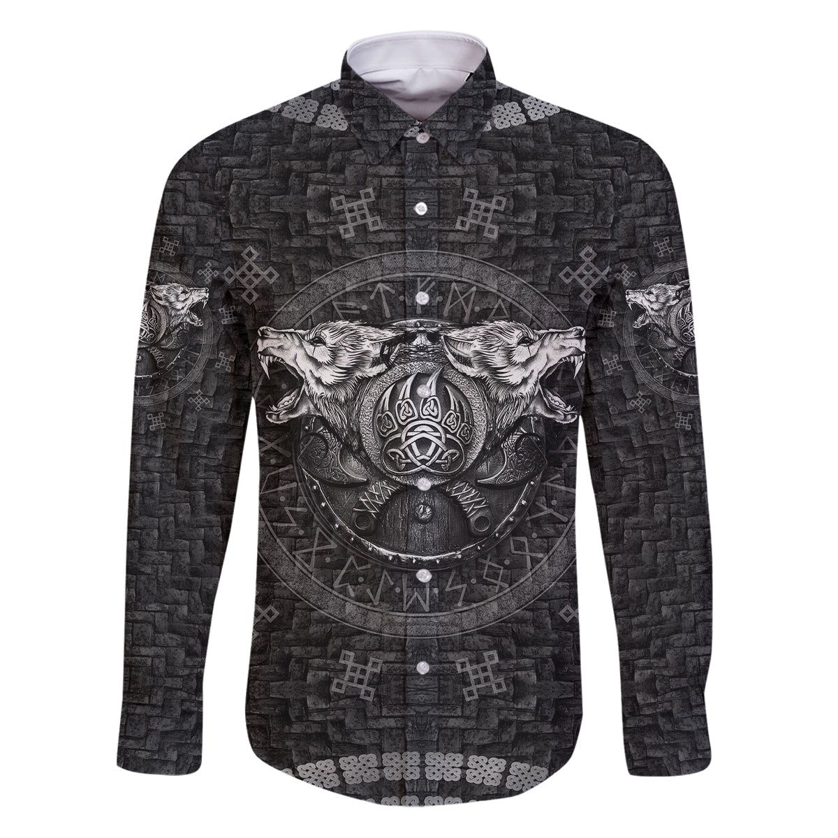 Viking Family Matching Puletasi Dress and Hawaiian Shirt Norse Wolf and Bearclaw Fusion - Wonder Print Shop