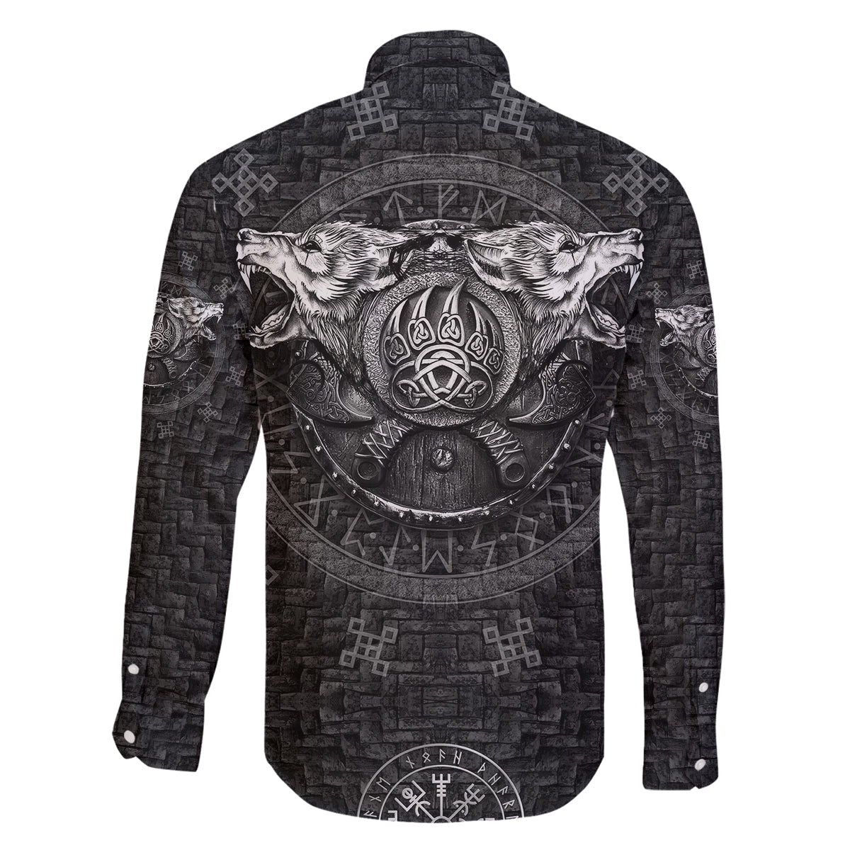 Viking Family Matching Puletasi Dress and Hawaiian Shirt Norse Wolf and Bearclaw Fusion - Wonder Print Shop