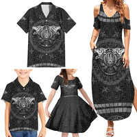 Viking Family Matching Summer Maxi Dress and Hawaiian Shirt Norse Wolf and Bearclaw Fusion - Wonder Print Shop