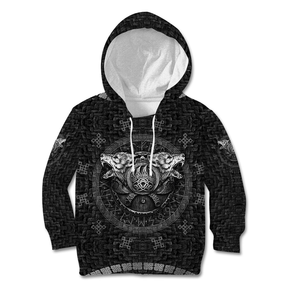 Viking Kid Hoodie Norse Wolf and Bearclaw Fusion - Wonder Print Shop