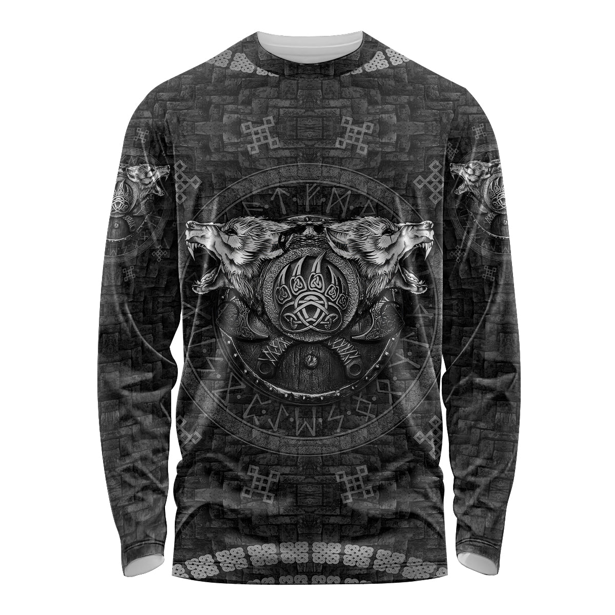 Viking Long Sleeve Shirt Norse Wolf and Bearclaw Fusion - Wonder Print Shop