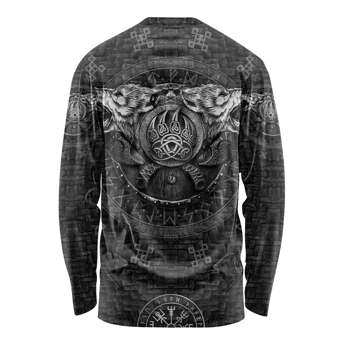 Viking Long Sleeve Shirt Norse Wolf and Bearclaw Fusion - Wonder Print Shop
