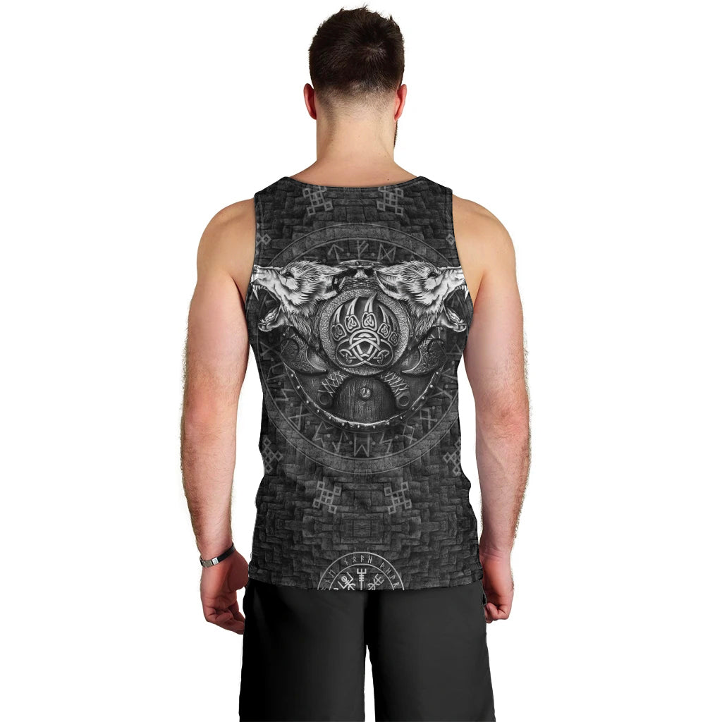 Viking Men Tank Top Norse Wolf and Bearclaw Fusion - Wonder Print Shop