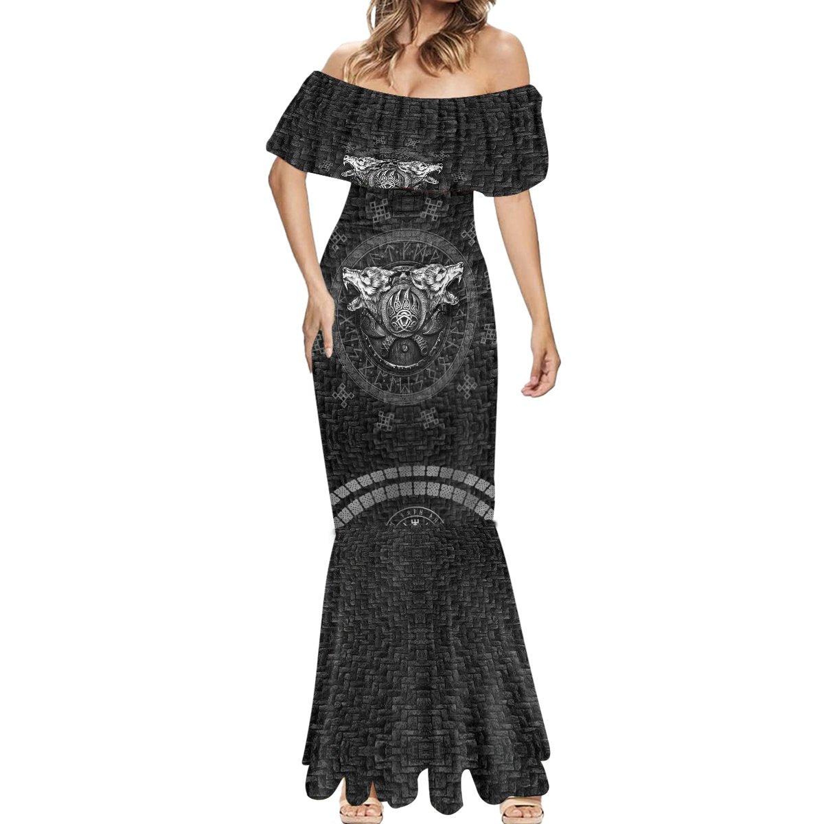 Viking Mermaid Dress Norse Wolf and Bearclaw Fusion - Wonder Print Shop