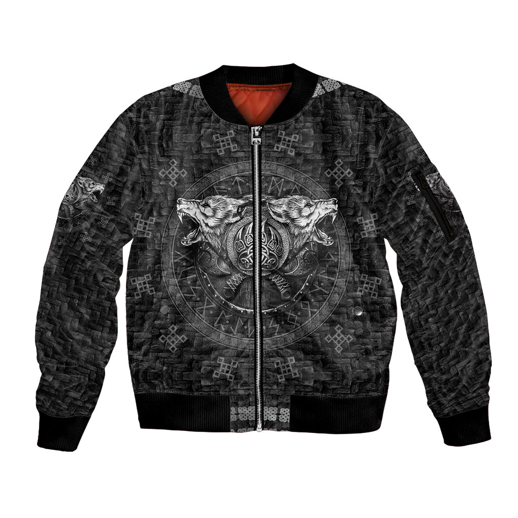 Viking Sleeve Zip Bomber Jacket Norse Wolf and Bearclaw Fusion - Wonder Print Shop