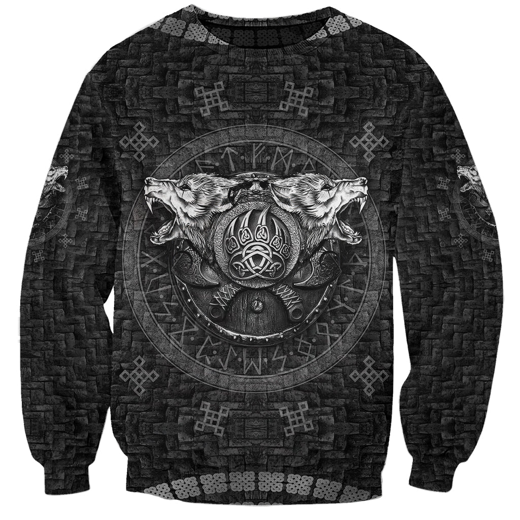 Viking Sweatshirt Norse Wolf and Bearclaw Fusion - Wonder Print Shop