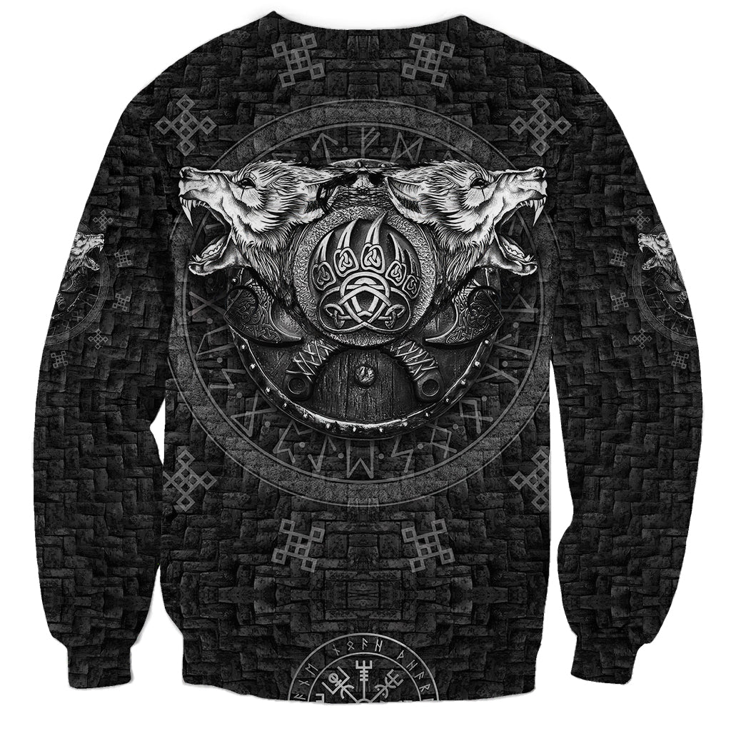 Viking Sweatshirt Norse Wolf and Bearclaw Fusion - Wonder Print Shop