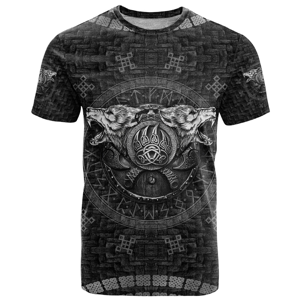 Viking T Shirt Norse Wolf and Bearclaw Fusion - Wonder Print Shop