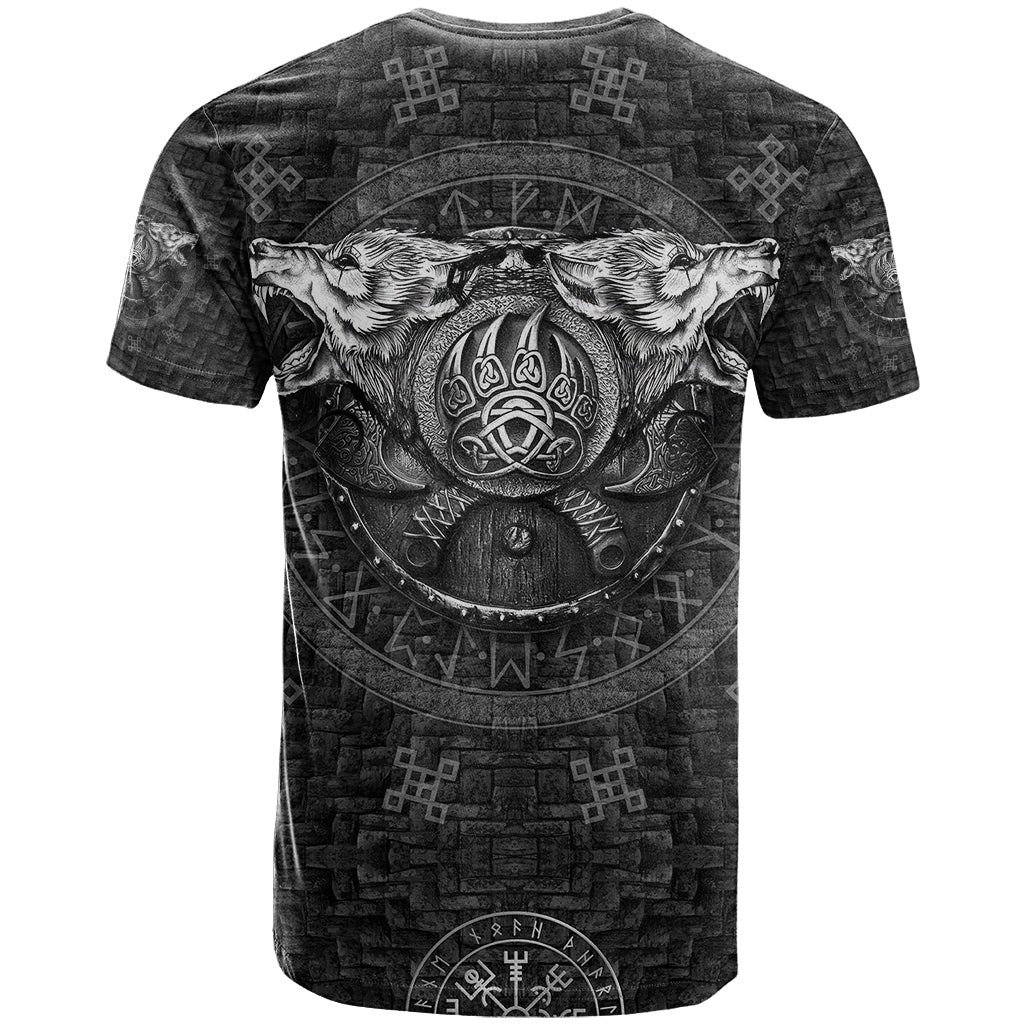Viking T Shirt Norse Wolf and Bearclaw Fusion - Wonder Print Shop