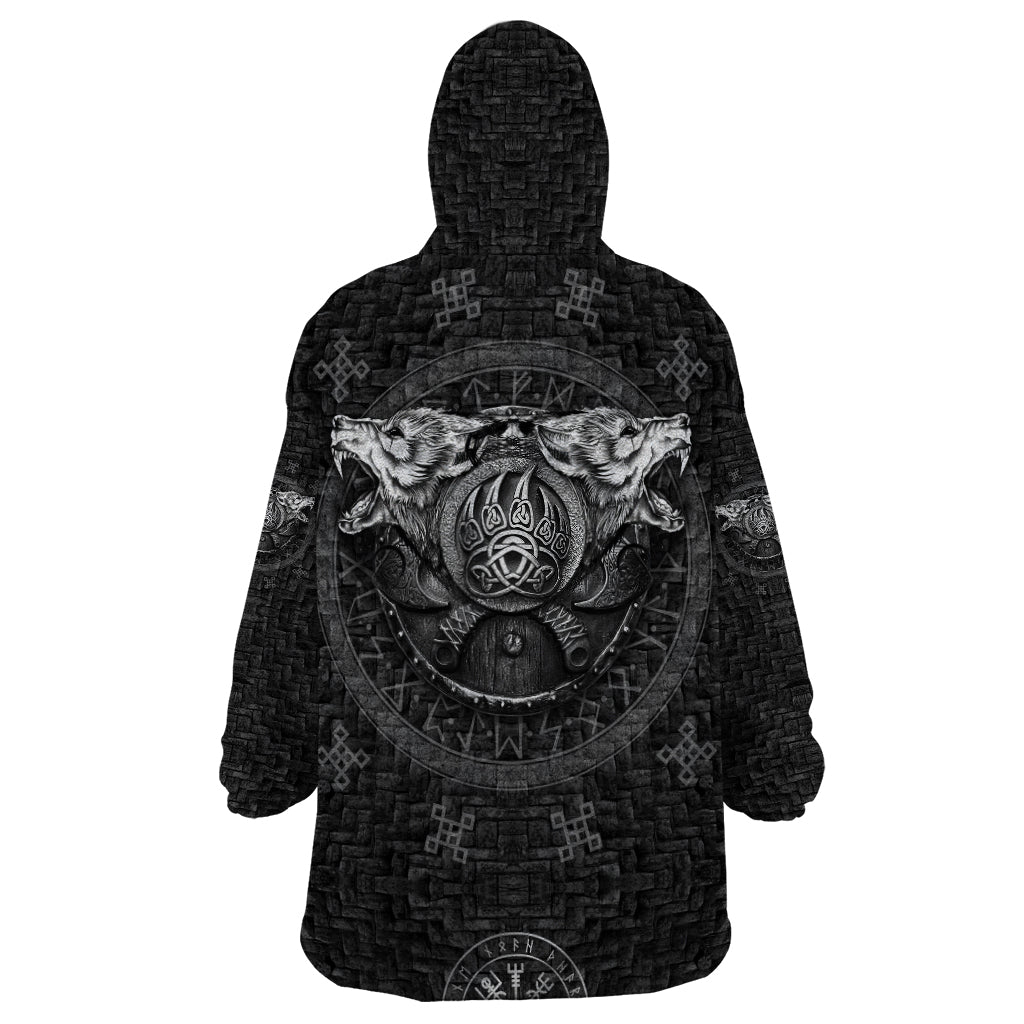 Viking Wearable Blanket Hoodie Norse Wolf and Bearclaw Fusion - Wonder Print Shop