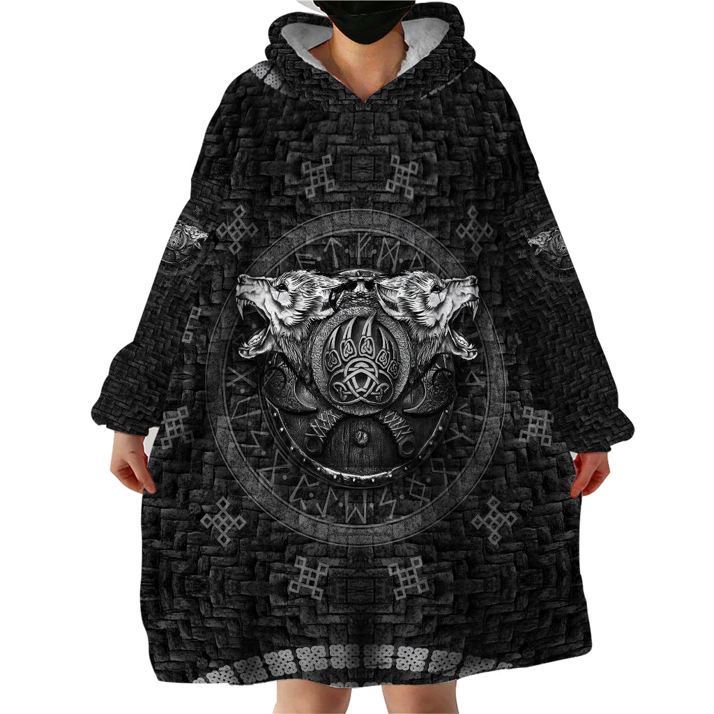 Viking Wearable Blanket Hoodie Norse Wolf and Bearclaw Fusion - Wonder Print Shop