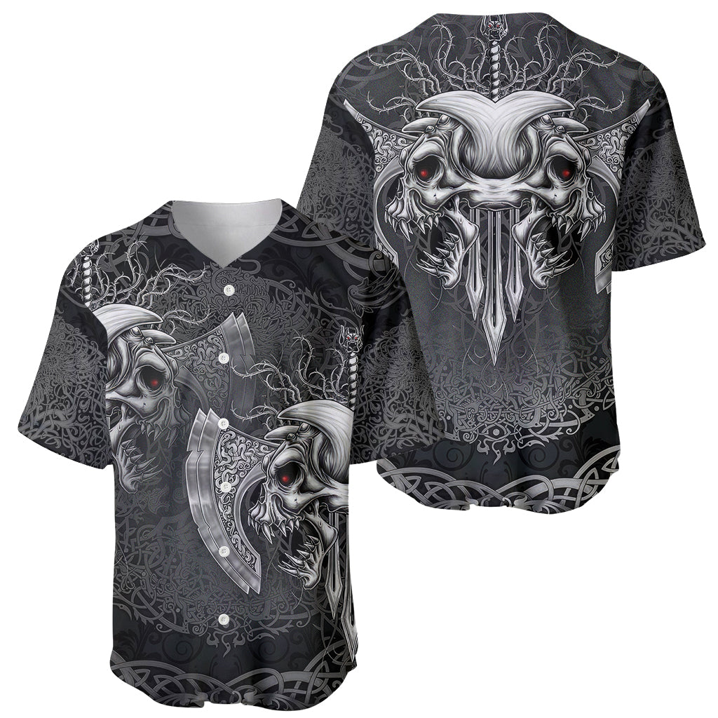 Until Valhalla Viking Skull Baseball Jersey - Wonder Print Shop