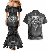 Until Valhalla Viking Skull Couples Matching Mermaid Dress and Hawaiian Shirt - Wonder Print Shop