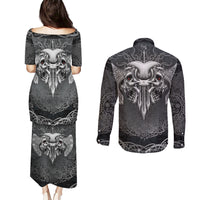 Until Valhalla Viking Skull Couples Matching Puletasi Dress and Long Sleeve Button Shirts - Wonder Print Shop