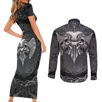 Until Valhalla Viking Skull Couples Matching Short Sleeve Bodycon Dress and Long Sleeve Button Shirts - Wonder Print Shop