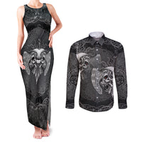 Until Valhalla Viking Skull Couples Matching Tank Maxi Dress and Long Sleeve Button Shirts - Wonder Print Shop