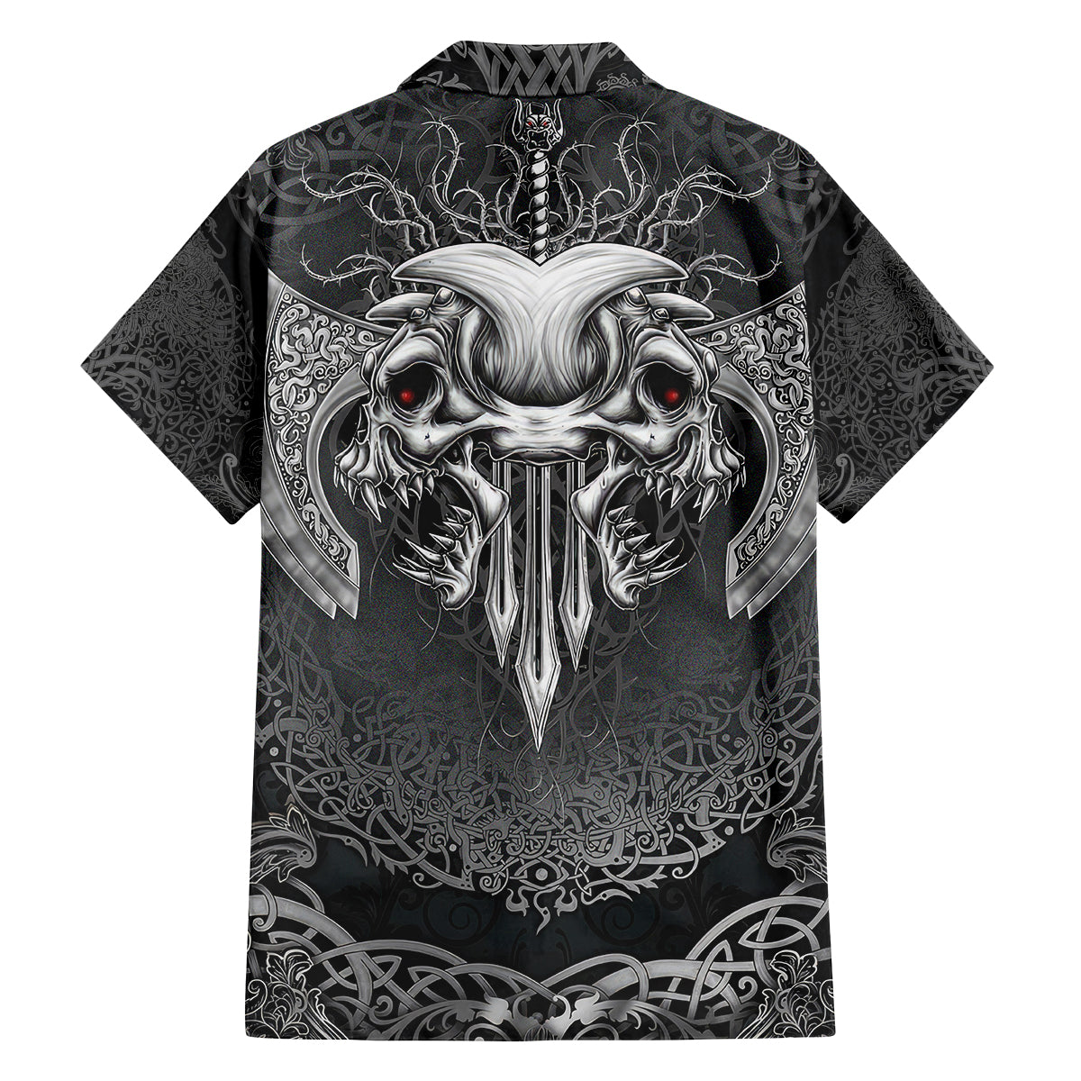 Until Valhalla Viking Skull Family Matching Long Sleeve Bodycon Dress and Hawaiian Shirt - Wonder Print Shop
