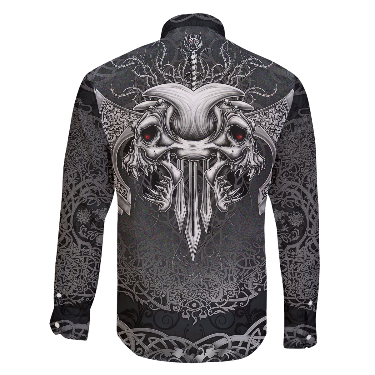 Until Valhalla Viking Skull Family Matching Long Sleeve Bodycon Dress and Hawaiian Shirt - Wonder Print Shop