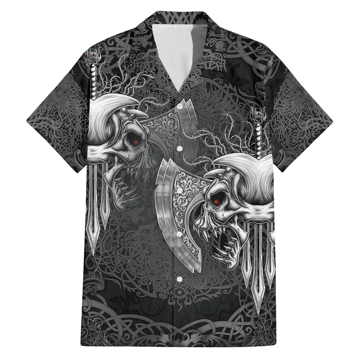 Until Valhalla Viking Skull Family Matching Mermaid Dress and Hawaiian Shirt - Wonder Print Shop