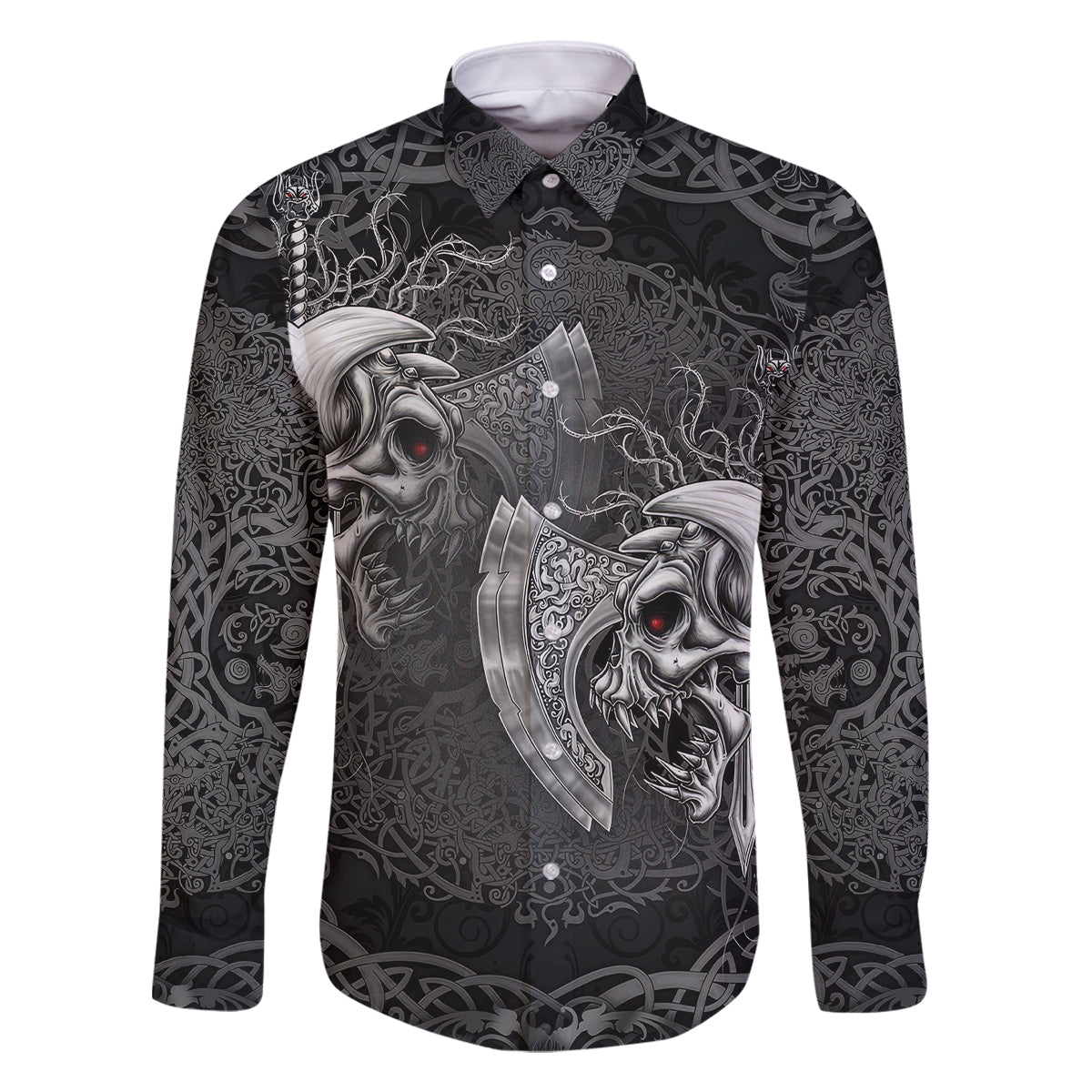 Until Valhalla Viking Skull Family Matching Mermaid Dress and Hawaiian Shirt - Wonder Print Shop