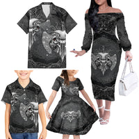 Until Valhalla Viking Skull Family Matching Off Shoulder Long Sleeve Dress and Hawaiian Shirt - Wonder Print Shop