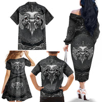 Until Valhalla Viking Skull Family Matching Off Shoulder Long Sleeve Dress and Hawaiian Shirt - Wonder Print Shop
