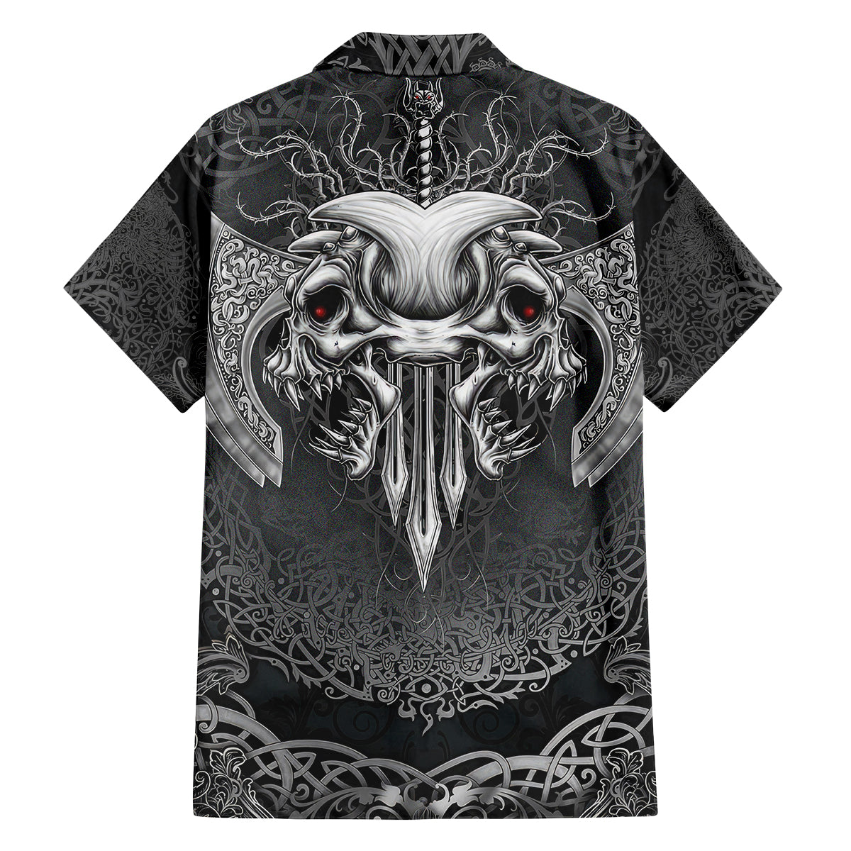 Until Valhalla Viking Skull Family Matching Off Shoulder Short Dress and Hawaiian Shirt - Wonder Print Shop